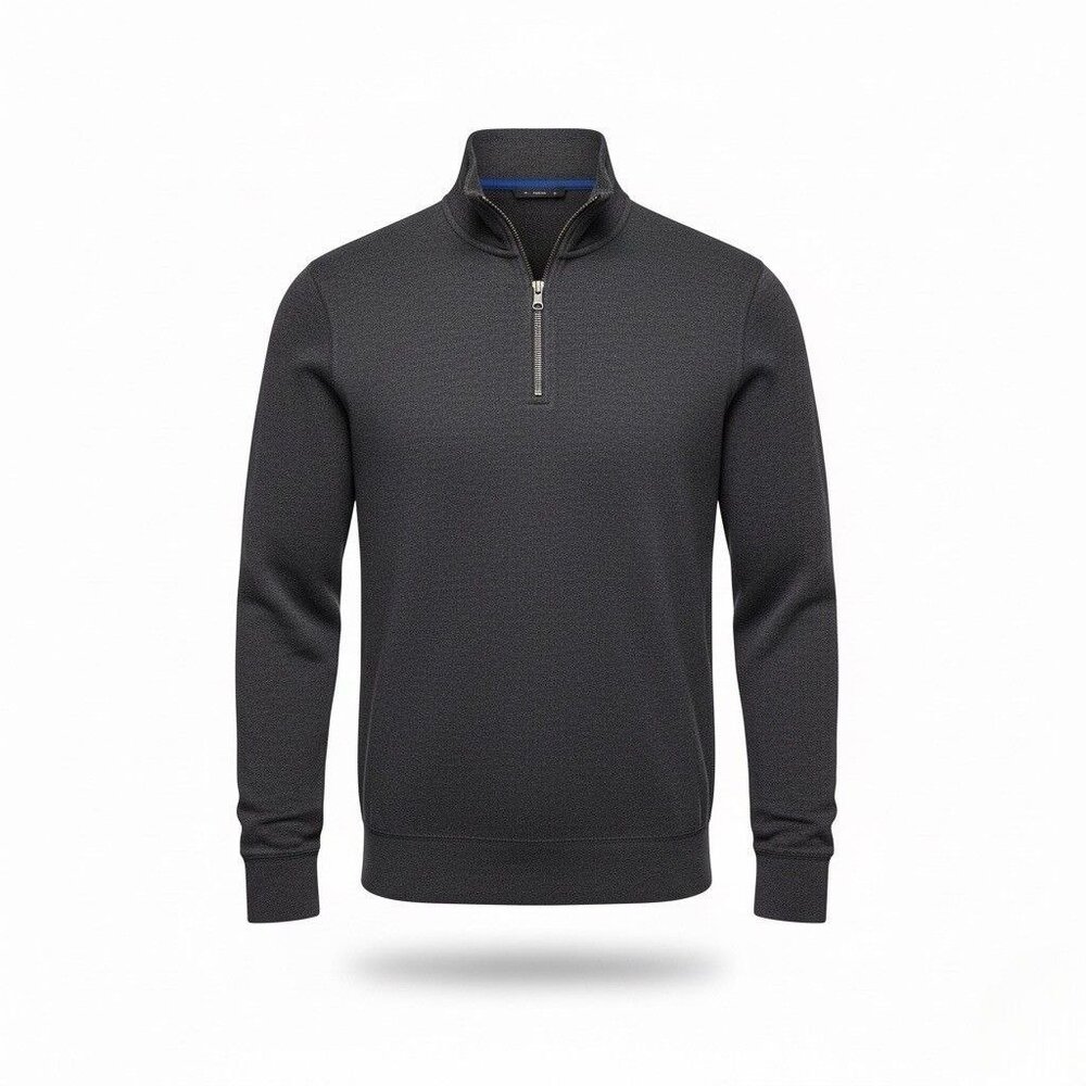 Banana Republic Mens Charcoal Quarter-Zip Pullover Sweater Stylish & Modern Sz L